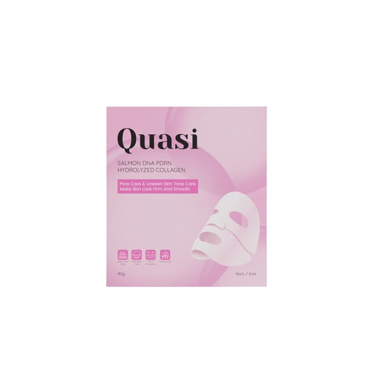 A pouch of Quasi Collagen Glow Up Mask 2.0, a Korean two-piece bio-collagen sheet mask.